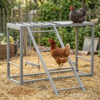 PawHut Chicken Activity Play with Swing Set for 3–4 Birds, Wooden Chicken Coop Accessory with Multiple Perches & Hen Ladder, Gray(m-2)