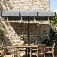 Outsunny 6' x 4' Patio Umbrella with Tilt, Rectangular Outdoor Umbrella for Garden, Grey(m-9)
