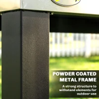 Outsunny Outdoor Grill Cart with Stainless Steel Tabletop, 2 Shelves, Rolling Prep Dining Cart with Lockable Wheels(m-7)