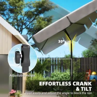 Outsunny 6' x 4' Patio Umbrella with Tilt, Rectangular Outdoor Umbrella for Garden, Grey(m-6)
