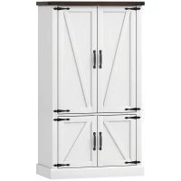 HOMCOM 53.5" Pantry Cabinet, Kitchen Storage Cabinet with Adjustable Shelves, 6 Door Spice Racks for Dining Room, White(m-2)