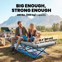 Outsunny Camping Cot with Soft Pad, 32" Extra Wide Folding Cots with Non-Slip Feet and Carry Bag, Grey(m-5)