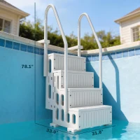 Outsunny Swimming Pool Ladder Adjustable Height for Above Ground Pool Steps with Dual Handrails White(m-3)