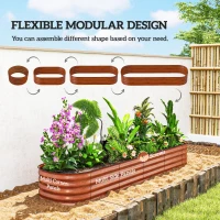 Outsunny 7.9' x 2' x 1' Galvanized Raised Garden Bed Kit, Metal Planter Box with Safety Edging, Brown(m-4)