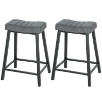 HOMCOM Set of 2 Bar Stools, Velvet Upholstered Counter Stools with Curved Seat and Footrest for Kitchen Island, Grey(m-2)