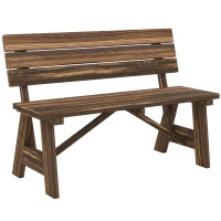 Outsunny Wooden Garden Bench for Outdoor, 2-person Patio Bench, Loveseat Furniture, Carbonized(m-11)