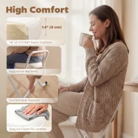 HOMCOM Foldable Bar Stools Set of 2, Folding Kitchen Chairs with PU Cushioned Seat, Footrest, White(m-4)