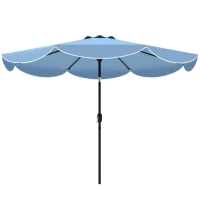 Outsunny 9' x 9' Round Market Umbrella with Valance, Patio Umbrella with Tilt and Crank, for Garden, Deck, Poolside, Sky Blue(m-2)