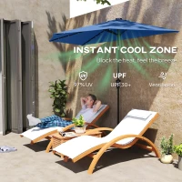 Outsunny Half Outdoor Patio Umbrella with Solar LED Lights Half Umbrella with Crank 105.1" x 53.5" Navy Blue(m-6)