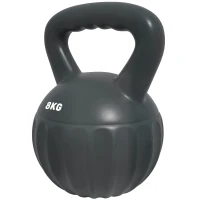 Soozier Kettlebell, 18 lbs Kettle Bell with Non-Slip Handle for Home Gym, Weight Lifting and Strength Training, Grey(m-2)