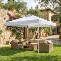 Outsunny Pop Up Canopy Waterproof Canopy Tent with Carrying Bag for Parties Garden BBQs 9.8' x 9.8' White(m-8)