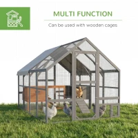 PawHut 9' x 6' x 6' Large Chicken Coop with Nesting Box, Water-Resistant and Anti-UV Cover for 8-12 Chickens, Gray(m-7)