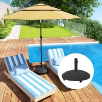 Outsunny Round Patio Umbrella Base with Wheels, 44 lbs Resin Umbrella Stand Base, 1.3"/1.5"/1.9" Umbrella Poles Black(m-10)