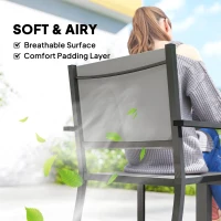 Outsunny 7 Pieces Outdoor Dining Set, Aluminum Patio Table and Chairs Set for 6 with Extendable Tabletop and Stackable Chairs(m-5)