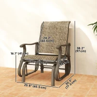 Outsunny Outdoor Glider Chair, Patio Glider with Steel Frame and Mesh Fabric, Outdoor Patio Chair for Backyard, Garden and Porch, Light Mixed Brown(m-3)