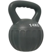 Soozier Kettlebell, 31 lbs Kettle Bell with Non-Slip Handle for Home Gym, Weight Lifting and Strength Training, Grey(m-11)