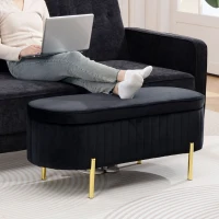HOMCOM Upholstered Bedroom Bench, Channel Tufted Ottoman Bench with Thick Padding and Metal Legs, Black(m-9)