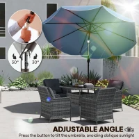 Outsunny 9' x 9' Round Market Umbrella with Valance, Patio Umbrella with Tilt and Crank, for Garden, Deck, Poolside, Sky Blue(m-5)