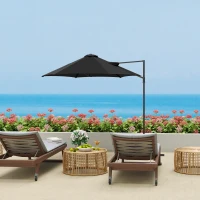 Outsunny 8.5FT Offset Patio Umbrella 360° Rotation Cantilever Parasol Outdoor Cantilever Roma Parasol Φ100.8" x 96.5"H Black(m-8)