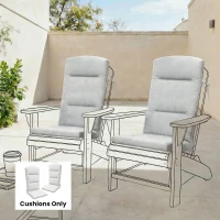 Outsunny Patio Chair Cushion for Adirondack Chairs Replacement Cushion with Back and Ties, Light Grey(m-7)