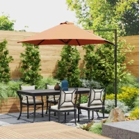Outsunny 8.5FT Offset Patio Umbrella with 360° Rotation, Outdoor Cantilever Roma Parasol Hanging Sun Shade Canopy Shelter with Cross Base, Orange(m-7)