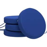 Outsunny Patio Chair Cushions Set of 4 Round Seat Cushions for Dining Bistro Chairs Machine Washable, 15" x 15" x 3", Navy Blue(m-11)