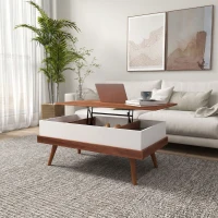 HOMCOM Lift Top Coffee Table with Hidden Compartments and Wood Legs, Walnut(m-10)