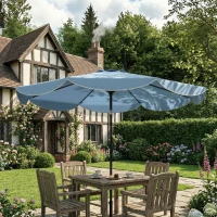 Outsunny 9' x 9' Round Market Umbrella with Valance, Patio Umbrella with Tilt and Crank, for Garden, Deck, Poolside, Sky Blue(m-8)