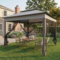 Outsunny 11' x 11' Pop Up Canopy 2-Tier Soft Top Shelter Event Tent w/ Netting Carry Bag for Patio Backyard Garden, Mixed Grey(m-8)