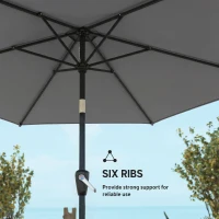 Outsunny 9FT Patio Umbrella, Outdoor Table Patio Umbrellith Tilt, Crank, 6 Ribs, UV Protection for Garden, Lawn, Deck, Backyard(m-6)