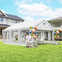 Outsunny 20' x 13' Party Tent, Heavy Duty Gazebo Canopy with Windows, Outdoor Party Wedding Tent with 4 Removable Sidewalls White(m-8)