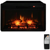 HOMCOM 27" Electric Fireplace Insert, Retro Recessed Fireplace Heater with Realistic Log Flame, Remote Control, Adjustable Brightness, 1400W, Black(m-11)
