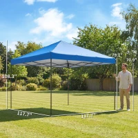 Outsunny 10 x 10 ft Pop Up Canopy Tent with One Push Setup, Outdoor Portable Instant Canopy Shelter w/ Roller Bag, Dark Blue(m-3)