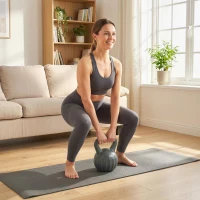 Soozier Kettlebell, 18 lbs Kettle Bell with Non-Slip Handle for Home Gym, Weight Lifting and Strength Training, Grey(m-10)