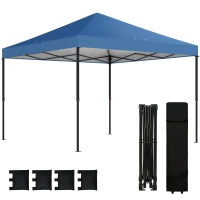 Outsunny 10 x 10 ft Pop Up Canopy Tent with One Push Setup, Outdoor Portable Instant Canopy Shelter w/ Roller Bag, Dark Blue(m-1)