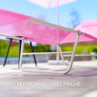 Outsunny Outdoor Lounge Chair, Portable Reclining Seat, Folding Chaise Lounge, Tanning Chair Bed with Pillow, Pink(m-7)