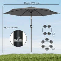 Outsunny 9FT Patio Umbrella, Outdoor Table Patio Umbrellith Tilt, Crank, 6 Ribs, UV Protection for Garden, Lawn, Deck, Backyard(m-3)
