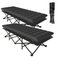 Outsunny Set of 2 Camping Cot with Soft Pad, 32" Extra Wide Folding Cots with Non-Slip Feet and Carry Bag, Black(m-11)
