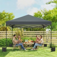 Outsunny 10 x 10 ft Pop Up Canopy Tent with One Push Setup, Outdoor Portable Instant Canopy Shelter w/ Roller Bag, Dark Gray(m-9)