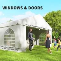 Outsunny 16'x32' Heavy Duty Large Party Tent & Carport with Removable Sidewalls, Portable Garage Canopy Tent, White(m-5)