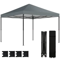 Outsunny 10 x 10 ft Pop Up Canopy Tent with One Push Setup, Outdoor Portable Instant Canopy Shelter w/ Roller Bag, Dark Gray(m-1)
