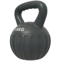 Soozier Kettlebell, 31 lbs Kettle Bell with Non-Slip Handle for Home Gym, Weight Lifting and Strength Training, Grey(m-2)