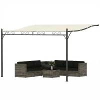 Outsunny 11.5' x 8.2' Outdoor Pergola, Wall Mounted Lean to Pergola with Metal Frame, UPF30+, Garden Gazebo(m-2)