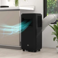 HOMCOM 10,000 BTU Moible Air Conditioner 440 Sq. Ft., Dehumidifier Fan Auto Sleep with 24H Timer On/Off, Window Kit, Black(m-10)