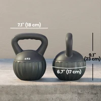 Soozier Kettlebell, 13 lbs Kettle Bell with Non-Slip Handle for Home Gym, Weight Lifting and Strength Training, Grey(m-3)