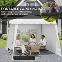 Outsunny Pop Up Canopy Tent with 2 Sidewalls, UV50+ Tents for Parties, with Carry Bag, Slant Legs, 8 x 8ft Top/9.5 x 9.5ft Base(m-9)