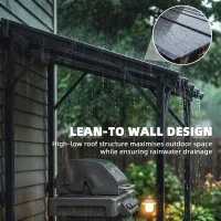 Outsunny Hardtop Grill Gazebo, Lean-to BBQ Shelter with Polycarbonate Roof for Outdoor, Patio, Lawn(m-4)