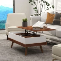 HOMCOM Lift Top Coffee Table with Hidden Compartments and Wood Legs, Walnut(m-8)