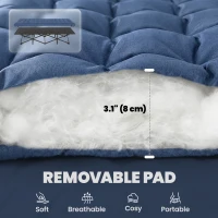 Outsunny Camping Cot with Soft Pad, 32" Extra Wide Folding Cots with Non-Slip Feet and Carry Bag, Blue(m-4)