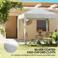 Outsunny 6.6'x6.6' Pop Up Canopy Tent with Sidewalls, Instant Sun Shelter Camping Gazebo with Carry Bag, White(m-5)